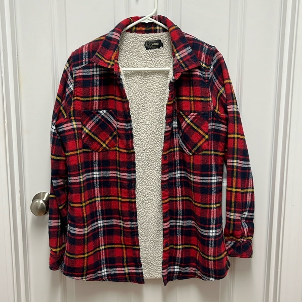 Ci Sono Plaid Collection Multicolor Sherpa Lined Flannel‎ - XL